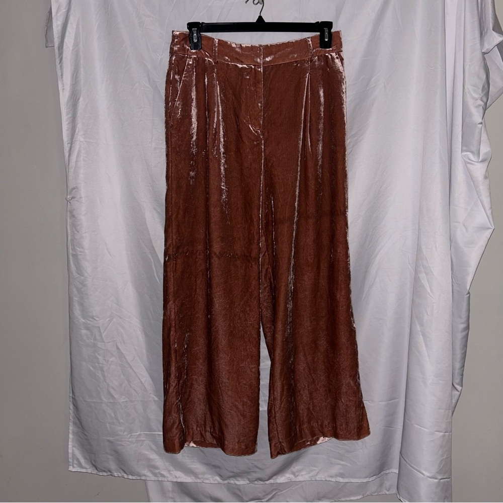 LOFT Pants Velvet Wide Leg Pants Dress Pants Trousers Velour Pink 10